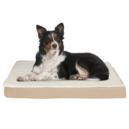 PET ADOBE Pet Adobe Memory Orthopedic Foam Dog Bed- Sherpa Top and Removable Cover- 36x27x4, Tan 536719BXJ